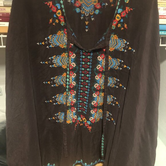 Johnny Was xl Boho silk gray kimono or poncho style blouse SOLD - Picture 4 of 4